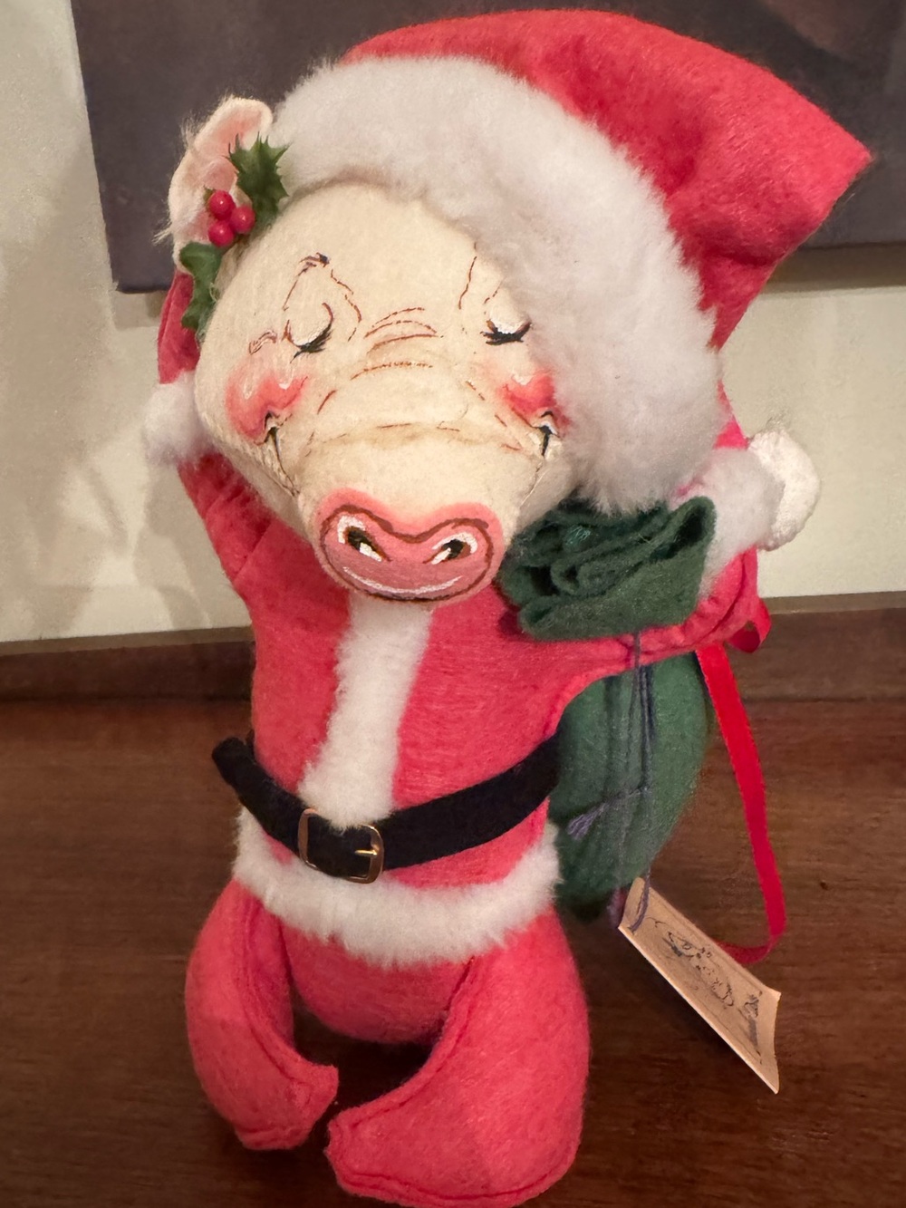 Vintage 1990 Annalee Christmas Pig 7414